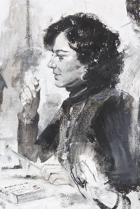 Francesco Santosuosso, Particolare 4 del dipinto COMPAGNIA MILANESE, 2008, tecnica mista su tela, 100×150 cm
