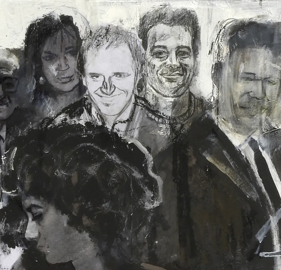 Francesco Santosuosso, Particolare 5 del dipinto Politecnico, 1989, tecnica mista su tela, 100×150 cm