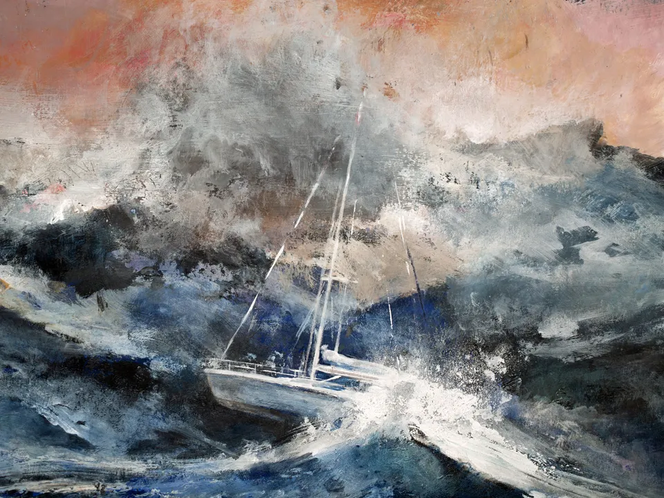 Francesco Santosuosso, Particolare 7 -vela, 2016, acrilico su carta intelata, 46×62 cm