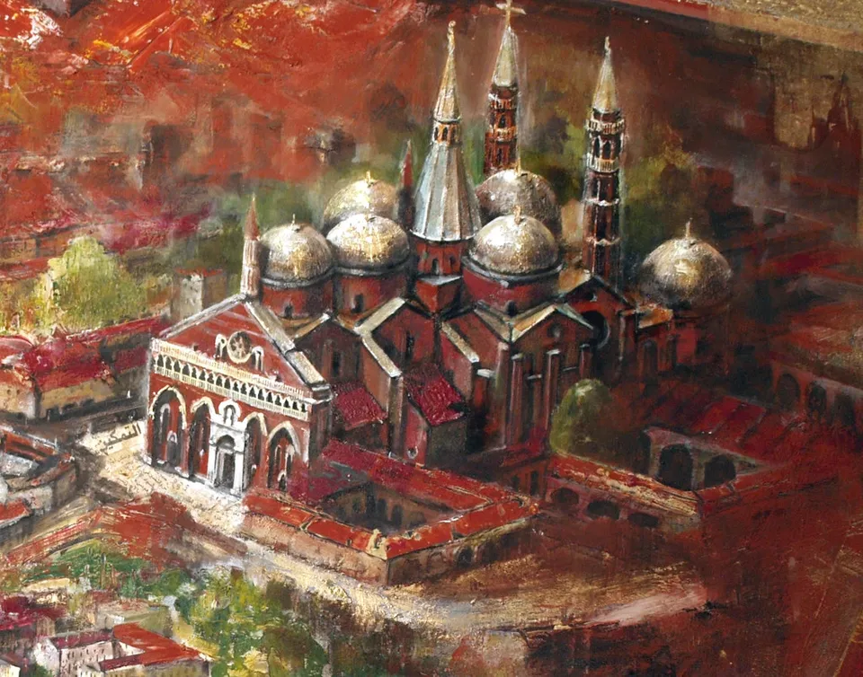 Francesco Santosuosso, Particolare con basilica di Sant'Antonio di Padova