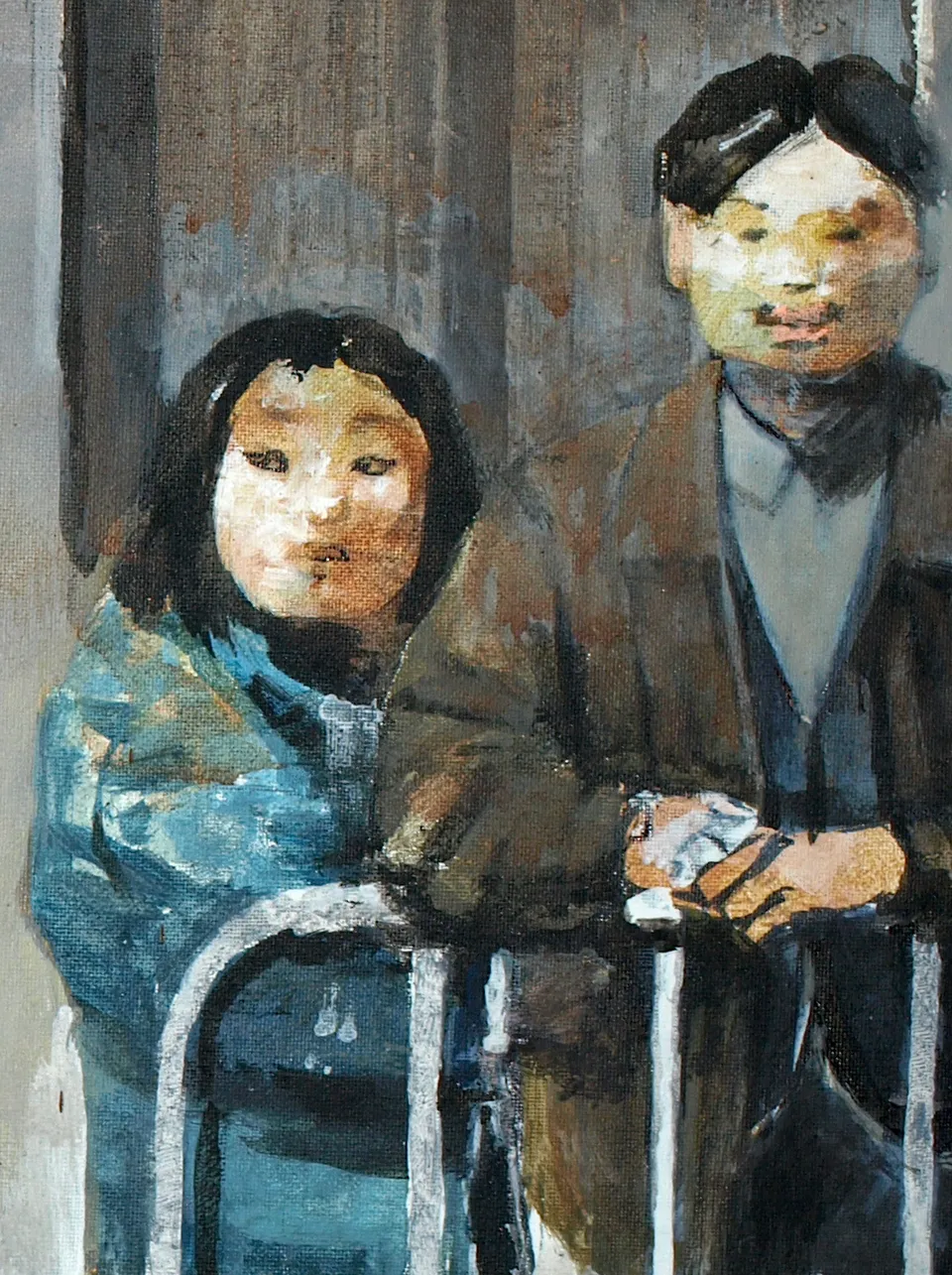 Francesco Santosuosso, Particolare del dipinto, 2022, acquarello, china , acrilico, su tela, 100×170 cm