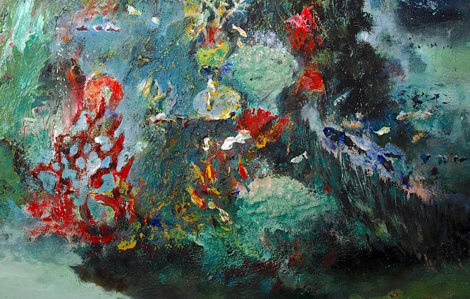 Francesco Santosuosso, Particolare del dipinto DIVER, olio e acrilico su tela
