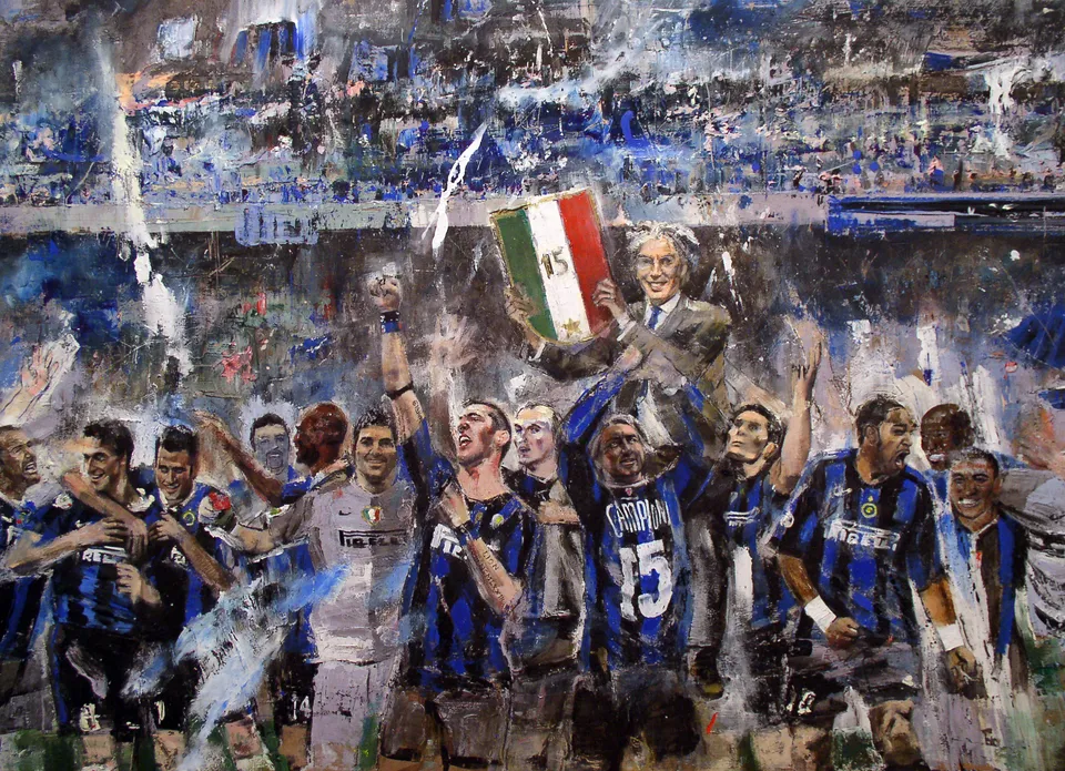 Francesco Santosuosso, Particolare del dipinto INTER, 2007, acrilico su tavola