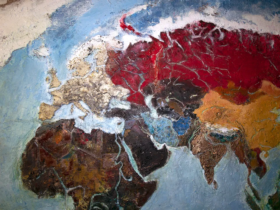 Francesco Santosuosso, Particolare del dipinto PLANISFERO, 2018, tecniche miste su tela, 100×150 cm
