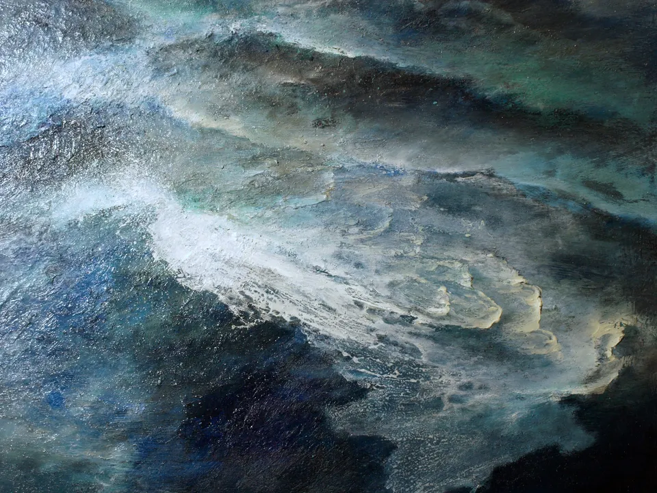 Francesco Santosuosso, PARTICOLARE di SWELL, 2018, olio su tela, 100×80 cm