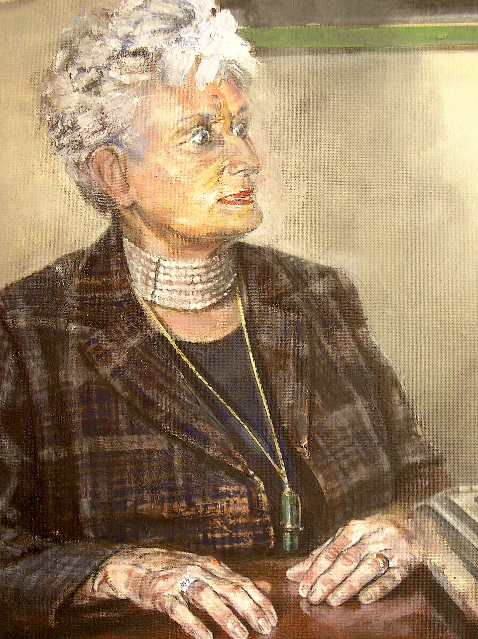 Francesco Santosuosso, Particolare volto la signora ERCOLESSI, 2006, olio su tavola, 114×60 cm