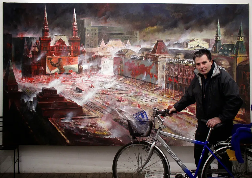 Francesco Santosuosso, Piazza-rossa-con-autore-bologna-artefiera, 2005