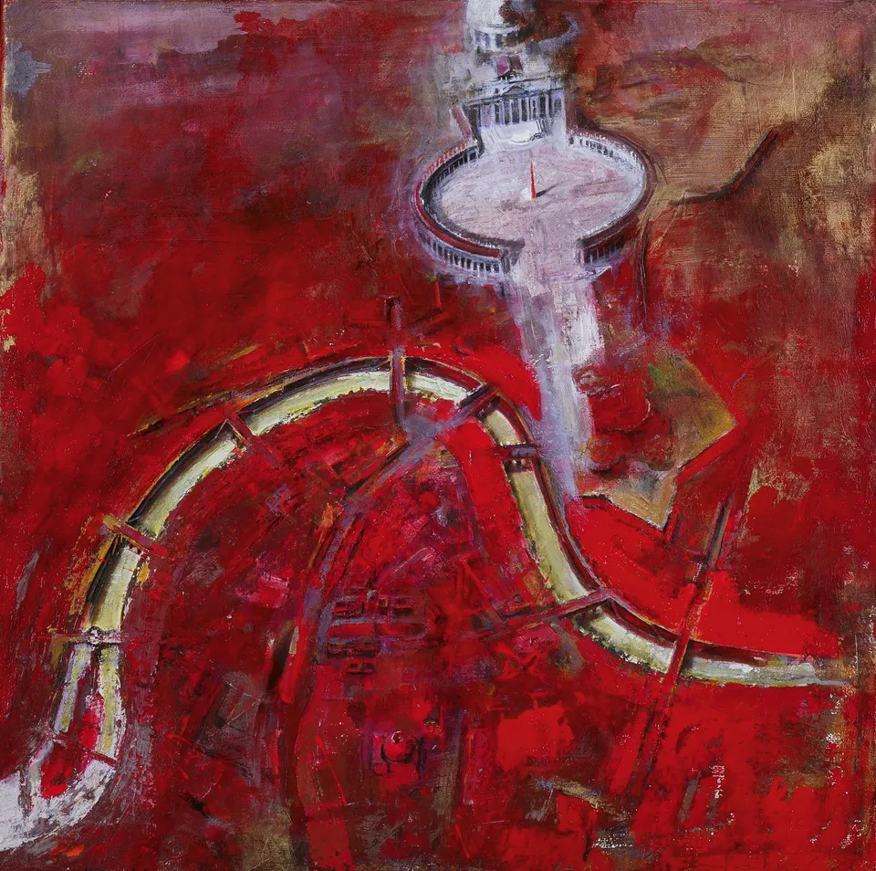 Francesco Santosuosso, Roma, 2004, olio esmalti su tela, 90×90 cm