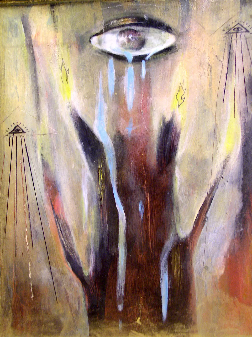 Francesco Santosuosso, Rticolare 5 della VITA DI SANTA BARBARA DEI FULMINI, 2001, acrilico su carta su tavola, 106×70 cm