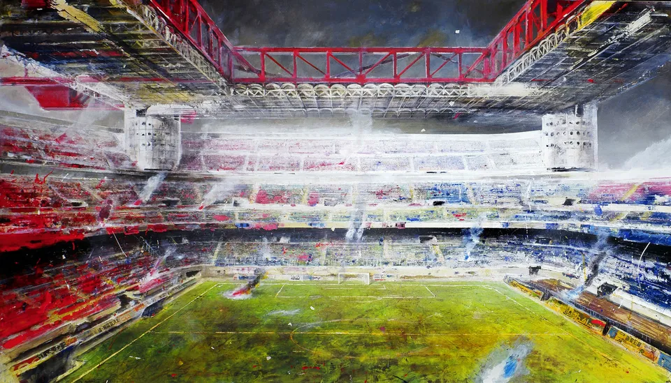 Francesco Santosuosso, SanSiro, 2003, acrilico su tela, 150×200 cm