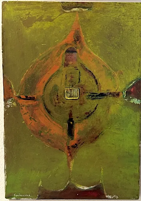 Francesco Santosuosso, Simboli, 2000, tecnica mista su legno, 40×30 cm