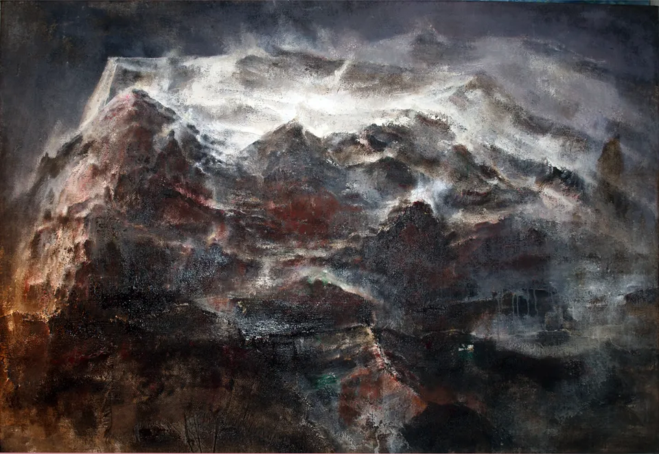 Francesco Santosuosso, Spazio tempo gravitazione, 2014, olio e acrilico su tela di juta, 100×150 cm