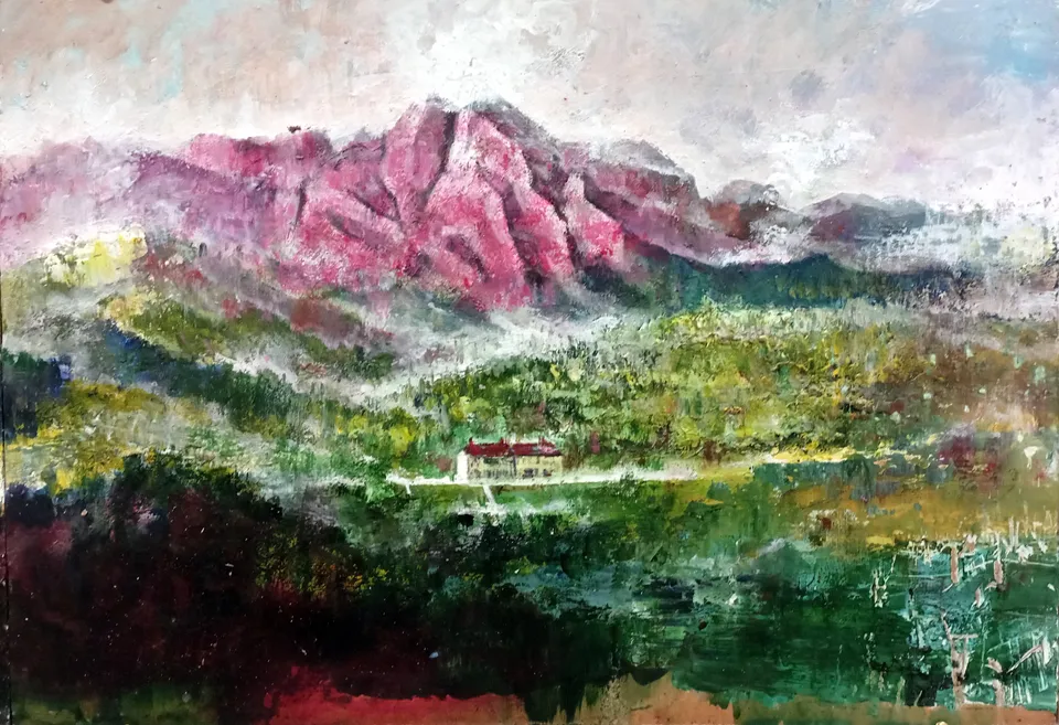 Francesco Santosuosso, Superpanorama 2, 2023, olio e acrilico su tavola