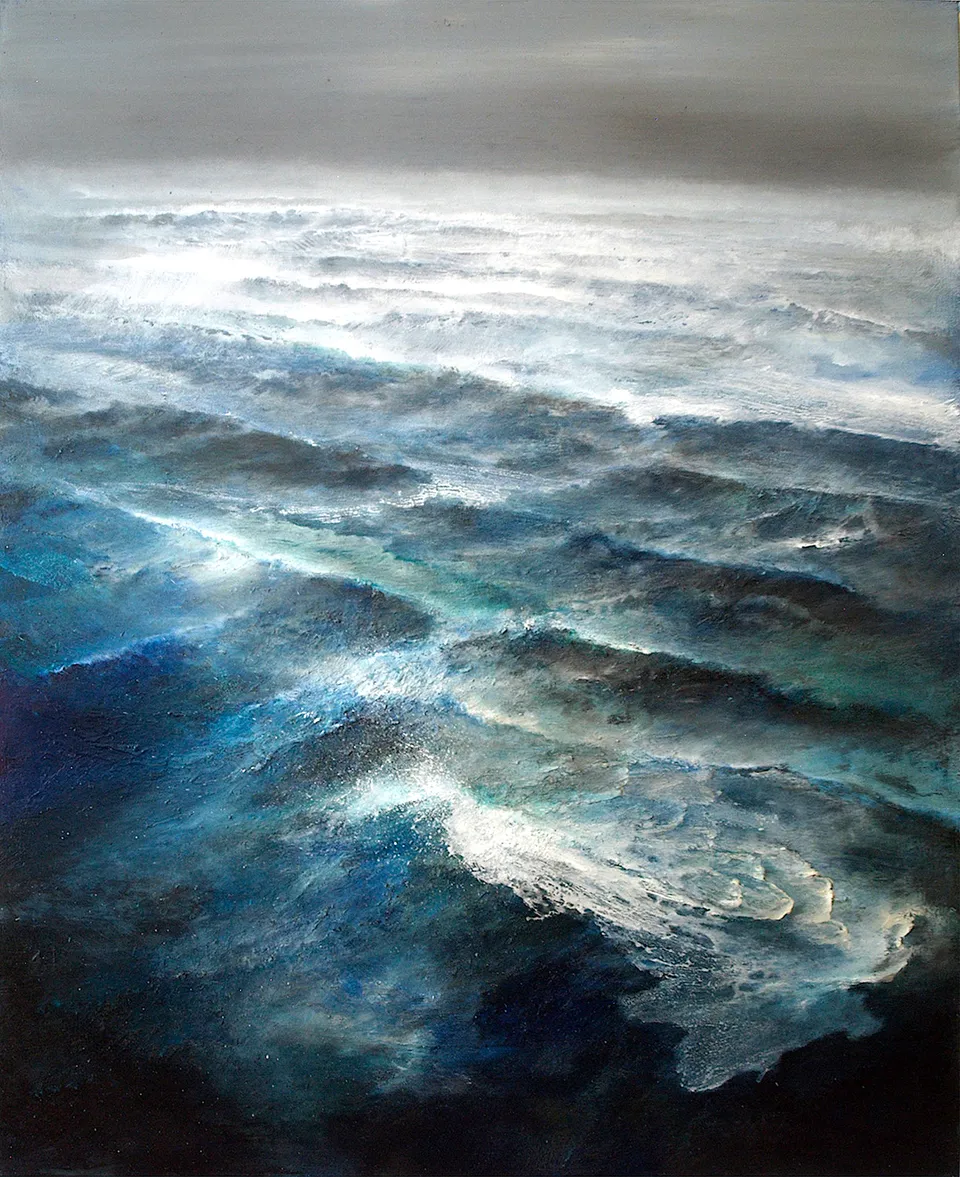 Francesco Santosuosso, Swell, 2018, olio su tela, 100×80 cm