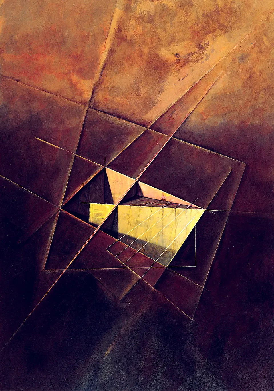 Francesco Santosuosso, Tagli, 1993, olio e acrilico su cartone, 70×50 cm
