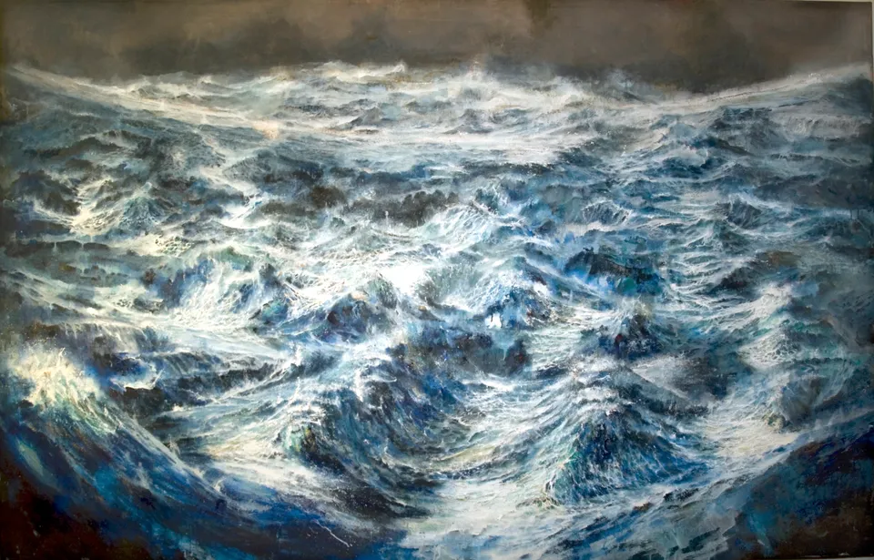 Francesco Santosuosso, Tempesta sull oceano primordiale sett, 2017, 160×250 cm