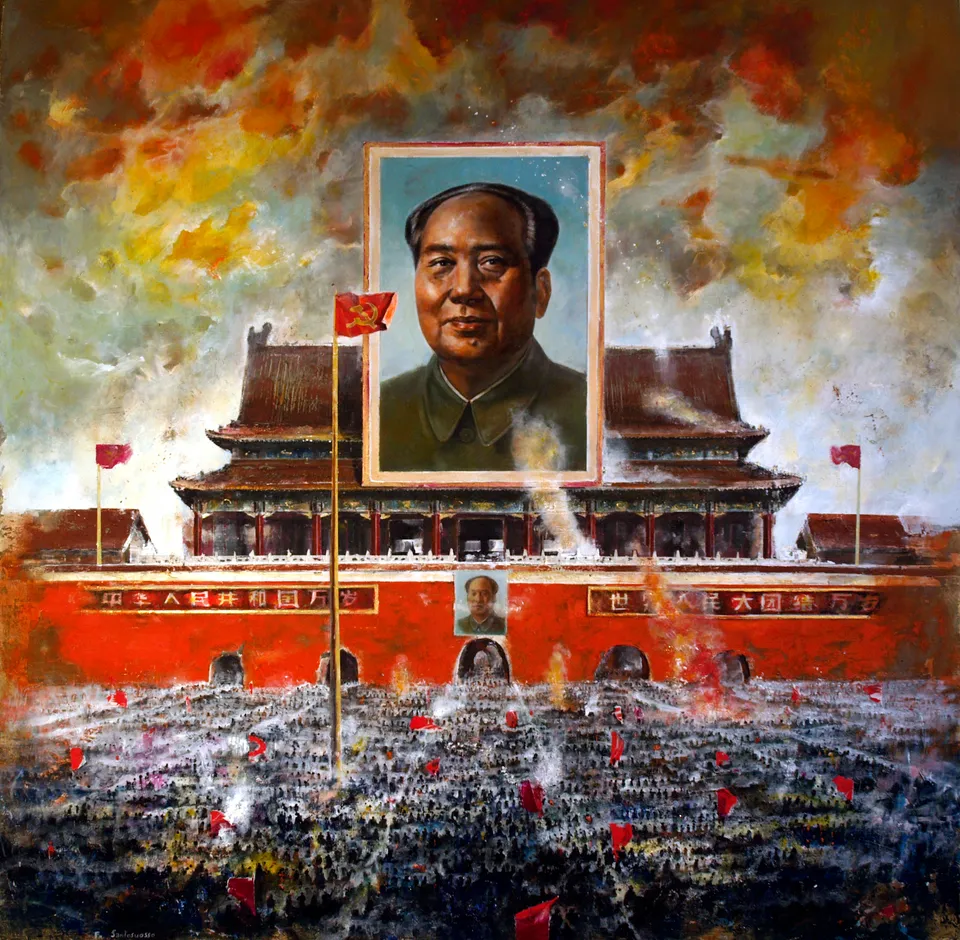 Francesco Santosuosso, Tien A Men, 2009, olio su tavola, 90×90 cm