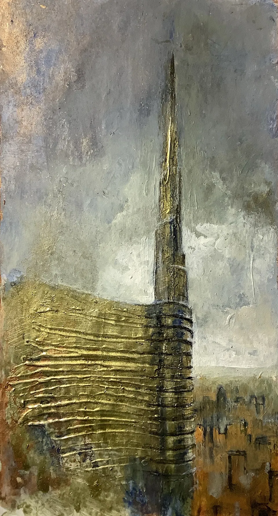 Francesco Santosuosso, UNICREDIT 1,opere in, 2021, acrilici e smalti su carta, 27×12 cm