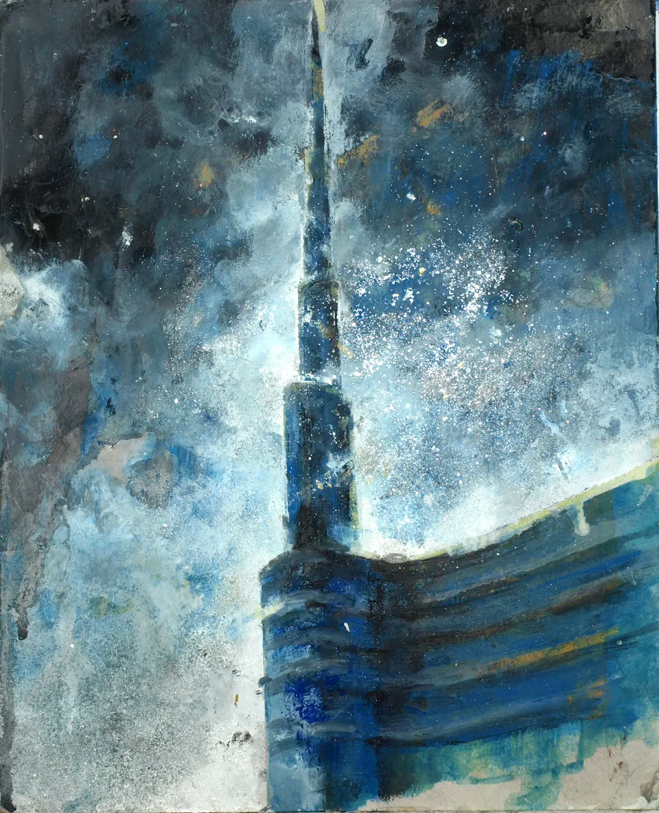 Francesco Santosuosso, Unicredit, 2022, acrilico, 32×26 cm