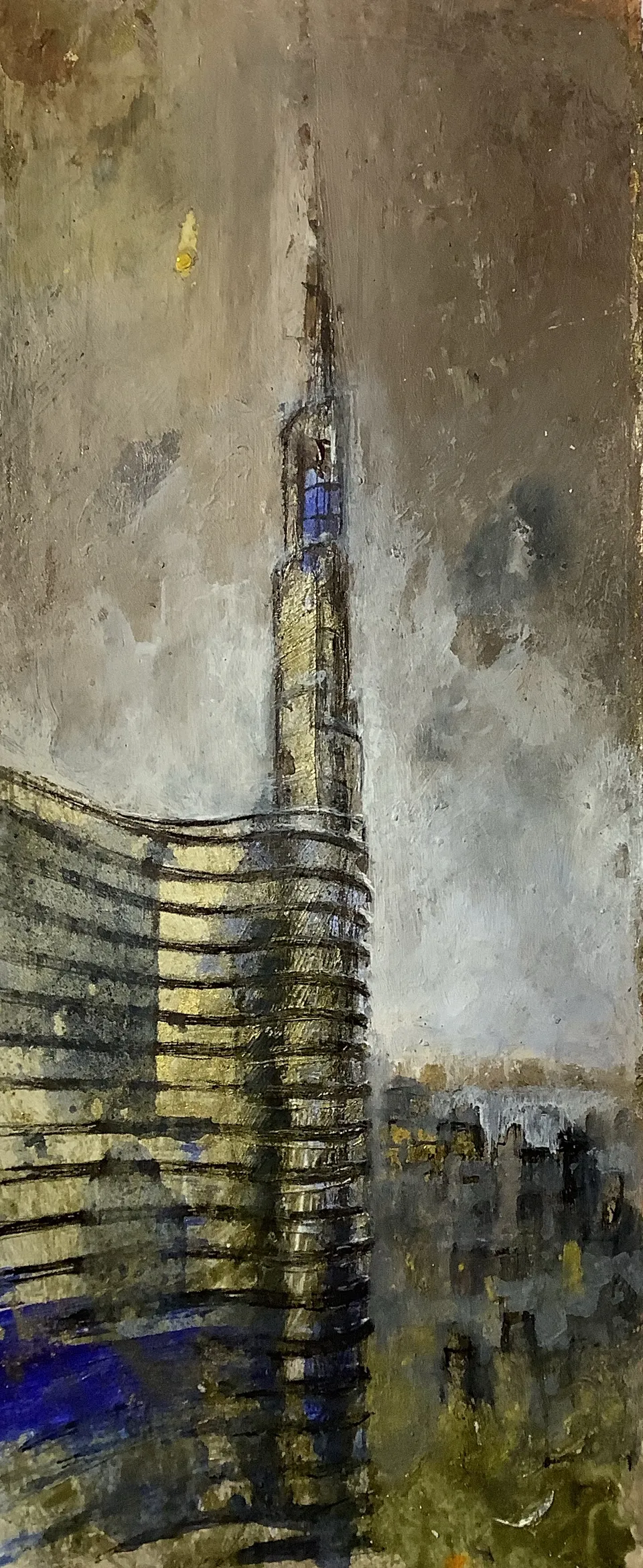 Francesco Santosuosso, Unicredit 4 UNICREDIT,opere in, 2021, acrilici e smalti su carta, 27×12 cm