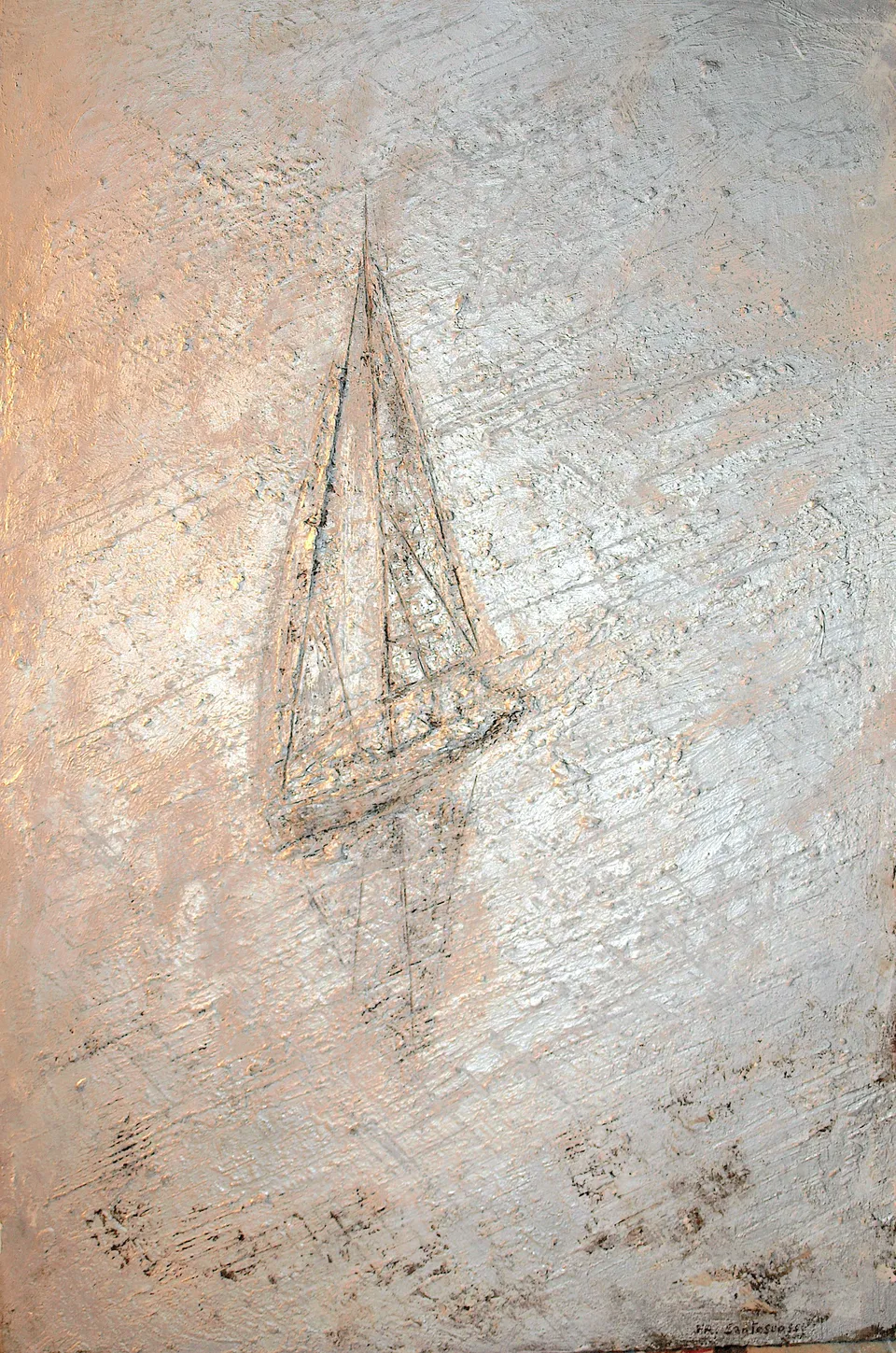 Francesco Santosuosso, Vela 2, 2024, smalti su carta, 35×50 cm
