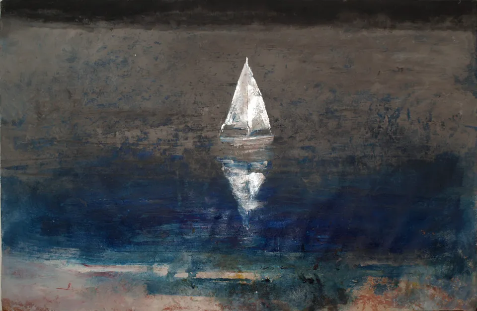 Francesco Santosuosso, Vela, acrilico su carta, 70×100 cm