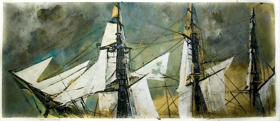Francesco Santosuosso, Veliero, china, 50×100 cm