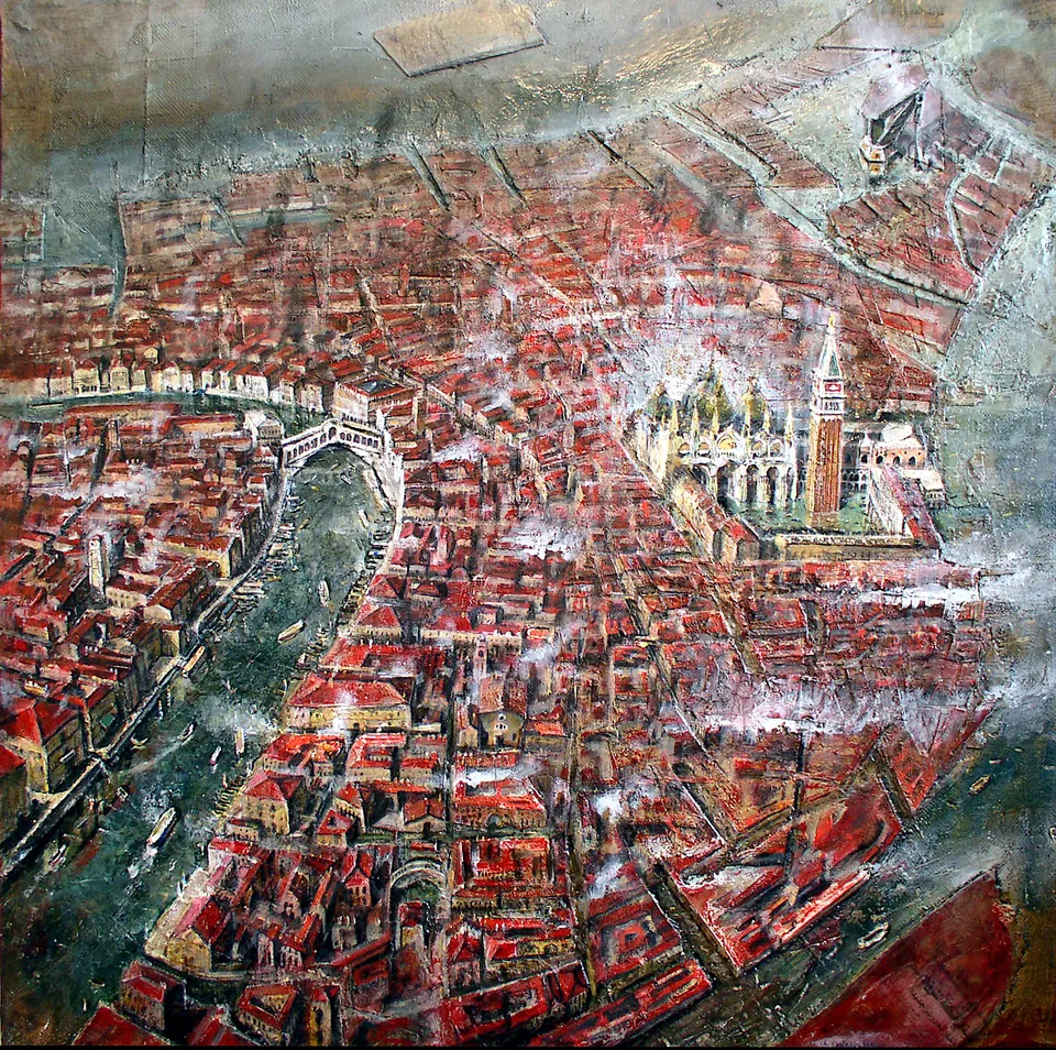 Francesco Santosuosso, Venezia, 2006, olio su tela, 90×90 cm