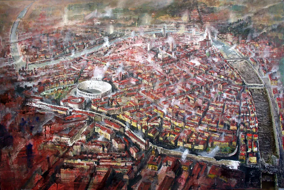 Francesco Santosuosso, Verona, 2006, olio su tela, 120×180 cm
