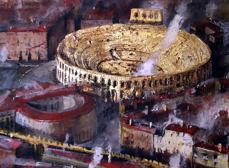 Francesco Santosuosso, Verona, acrilico su tavola con foglia oro
